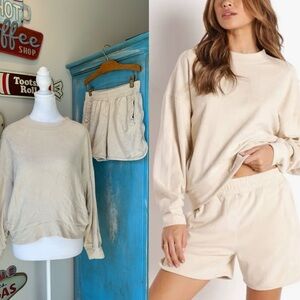 Varley Lyle Terrycloth Crewneck and Shorts Matching Set